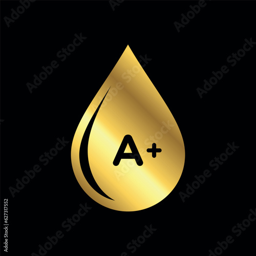Gold Color Blood Group, Blood Type Medical Icon Vector