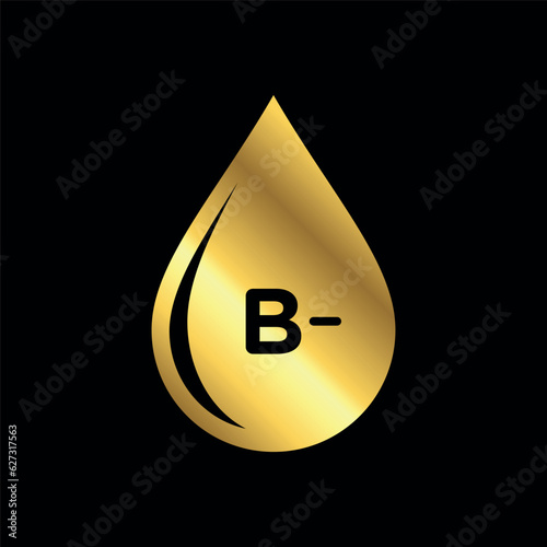 Gold Color Blood Group, Blood Type Medical Icon Vector