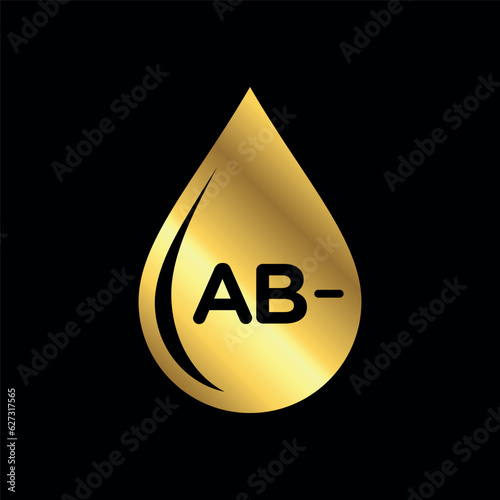 Gold Color Blood Group, Blood Type Medical Icon Vector