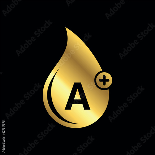 Gold Color Blood Group, Blood Type Medical Icon Vector