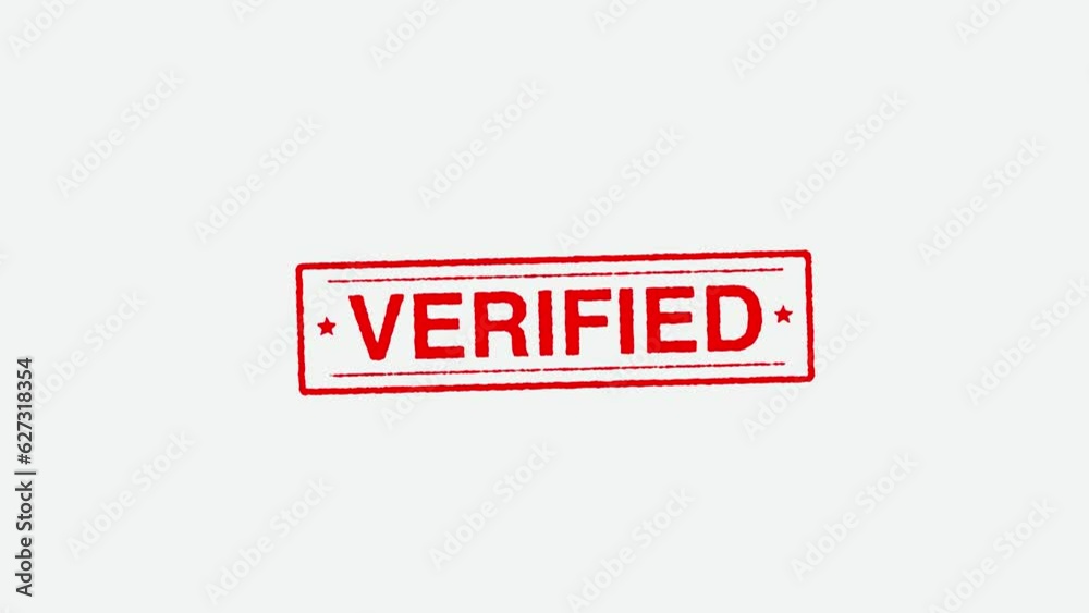 Close Up Real Hand Stamping Verified Stamp on White Background Close Up Real Hand Stamping Verified Stamp on White Background