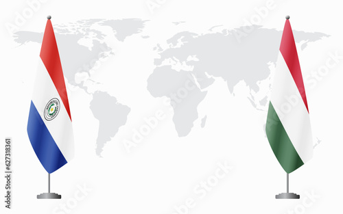 Paraguay and Hungary flags for official meeting