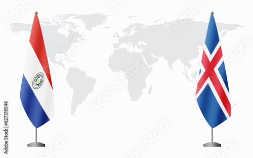 Paraguay and Iceland flags for official meeting