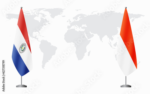 Paraguay and Indonesia flags for official meeting