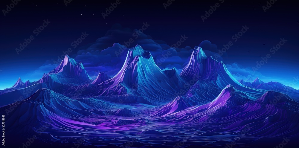 Game scene in a virtual world with mountains, purple color. Generative AI Game scene in a virtual world with mountains, purple color. Generative AI