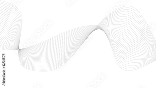 Black and white abstract background with flowing particles. Digital future technology concept. Technology abstract lines on white background. Undulate Grey Wave Swirl, frequency sound wave, 