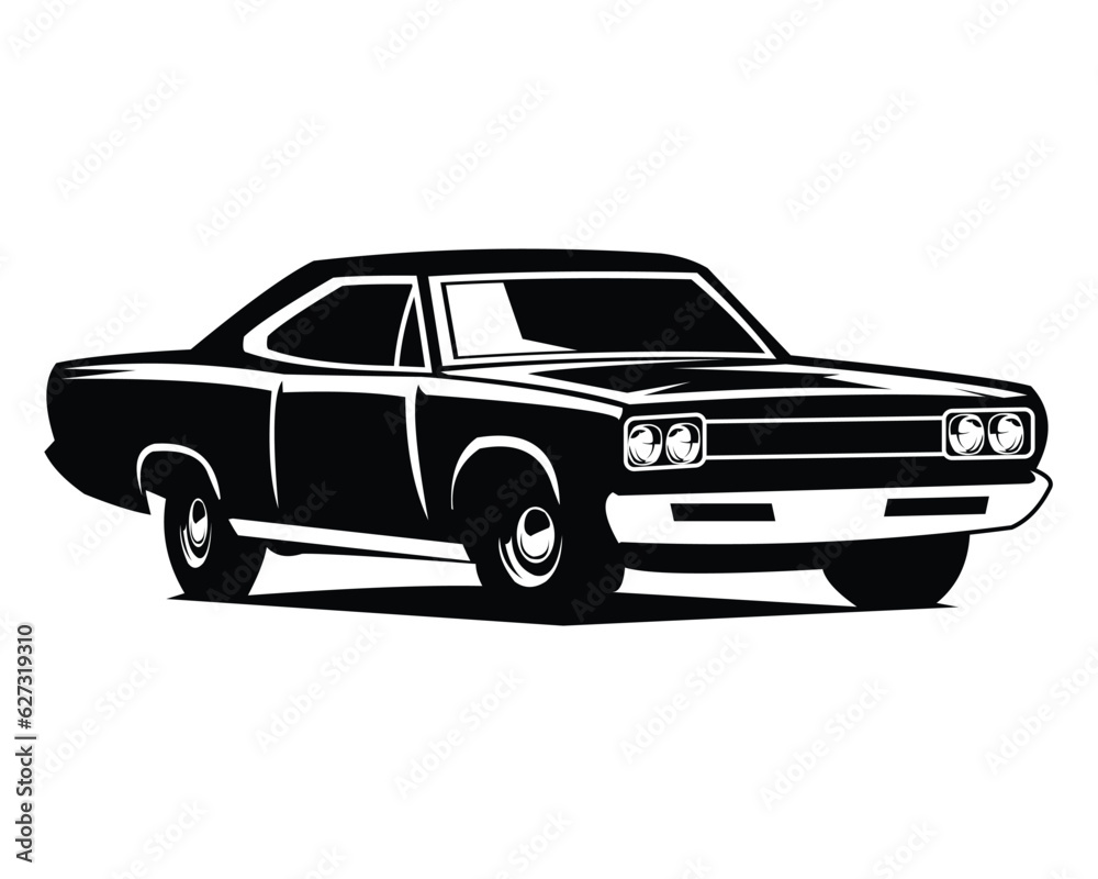 ford torino cobra car vector design silhouette. premium vector design. isolated white background view from side. Best for logo, badge, emblem, icon, sticker design and car industry.