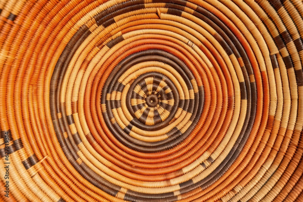Fototapeta premium Indigenous handicraft, basket made with coconut straw. Generative AI