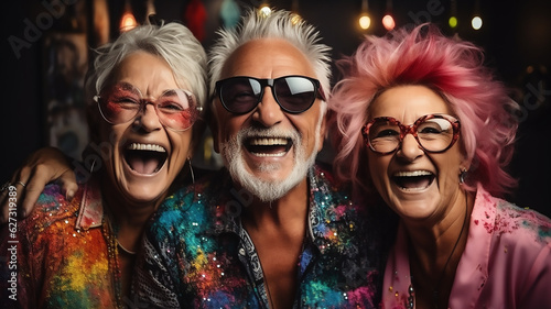 Portrait group of senior old people man woman celebrate happy smile © Miljan Živković