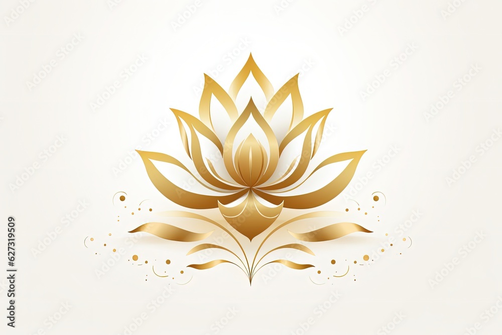 Golden lotus flower illustration, logo style. Generative AI Golden lotus flower illustration, logo style. Generative AI