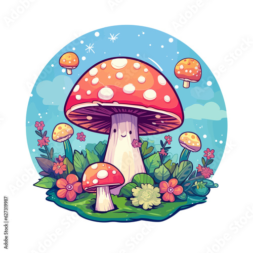  Kawaii Mushroom, cute, svg, sticker, nature, anime, toadstool