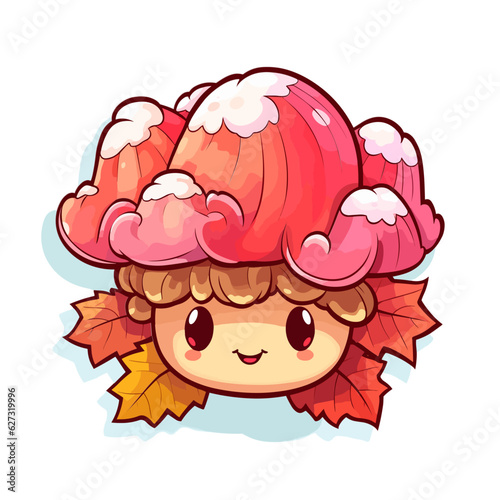  Kawaii Mushroom, cute, svg, sticker, nature, anime, toadstool