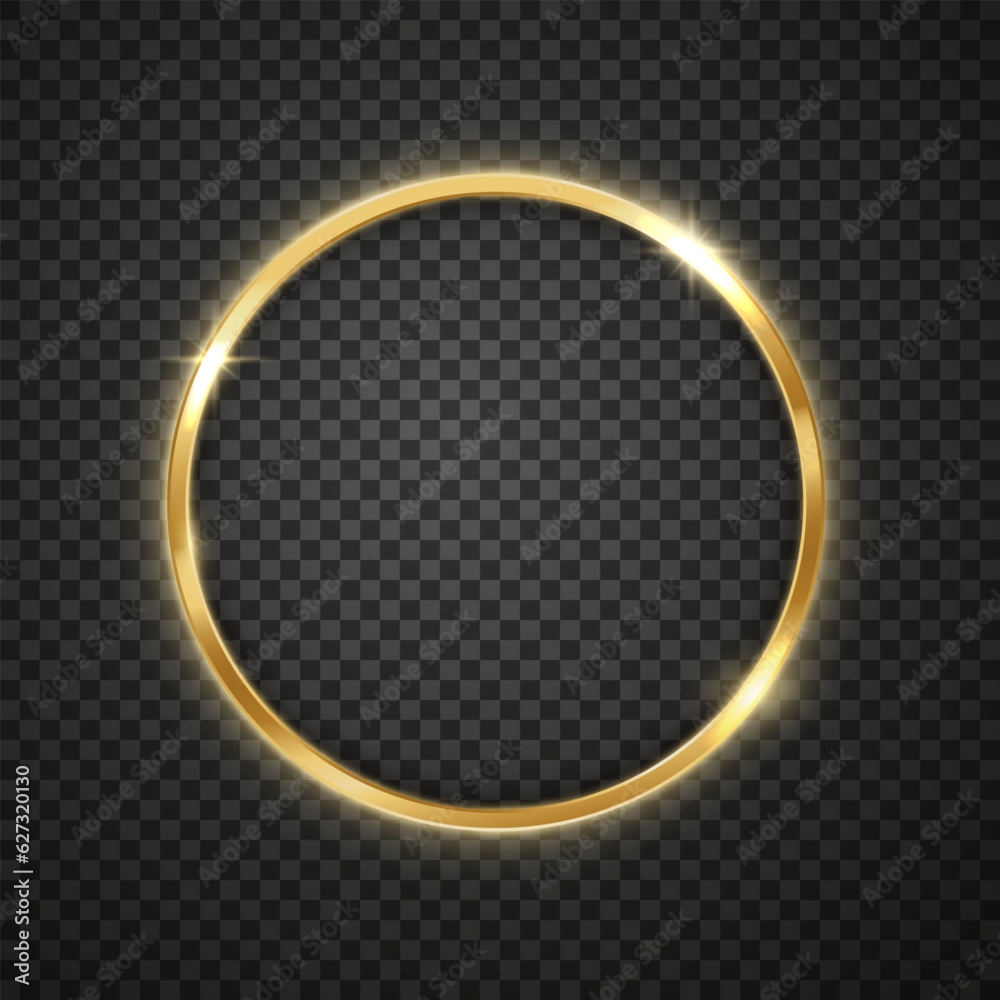 Golden glossy festive round luxury frame. Realistic vector illustration. Design Element Golden glossy festive round luxury frame. Realistic vector illustration. Design Element