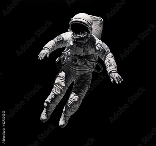 An astronaut in a space suit with dark background space