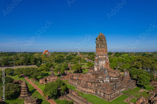 Ταπετσαρία Aerial view of in Ayutthaya temple, Wat Phra Ram in Phra Nakhon Si Ayutthaya, Historic park in Thailand