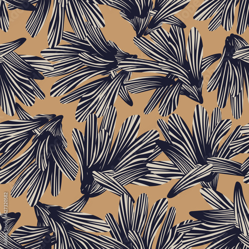 Neutral Colour Botanical Floral Seamless Pattern Design