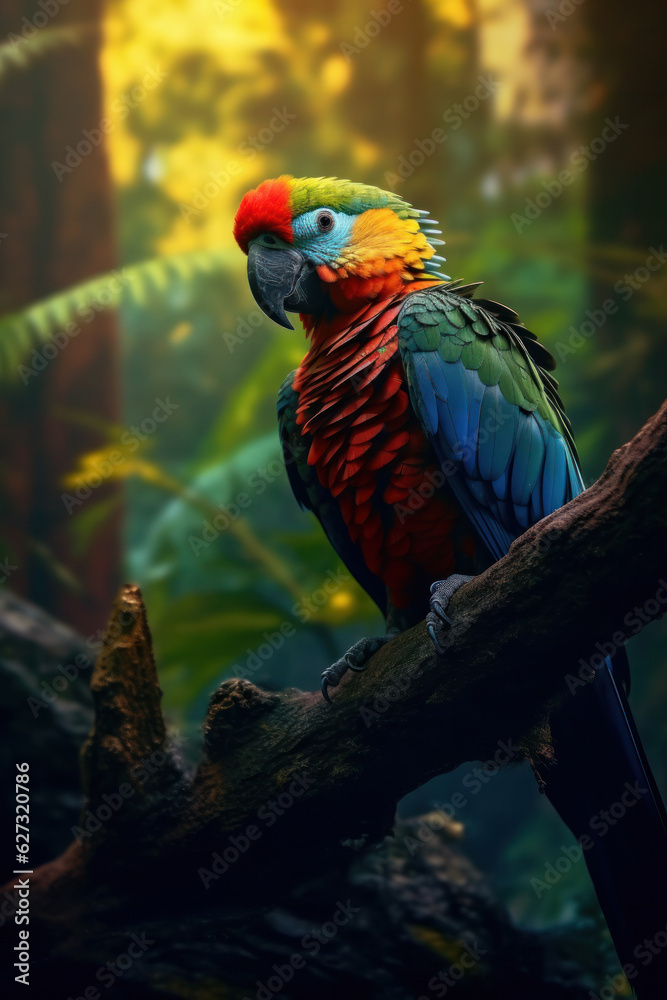 Fototapeta premium Parrot, Wildlife Photography, Generative AI