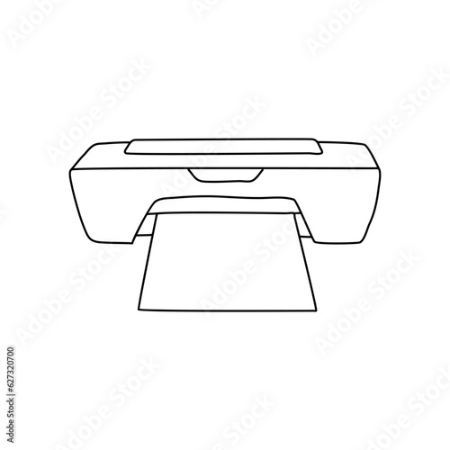  hand drawn vector Printer in doodle cartoon style