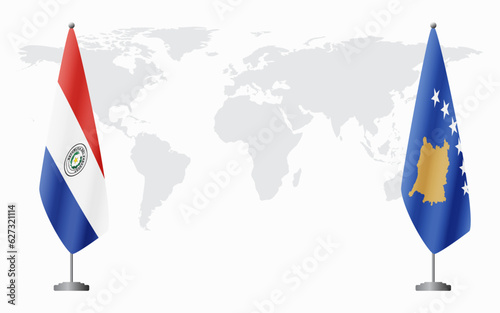 Paraguay and Kosovo flags for official meeting