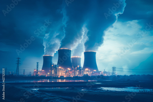 The nuclear power plant, a pinnacle of technical prowess, generates electricity through nuclear reactions, utilizing steam-driven turbines for efficient energy production.
