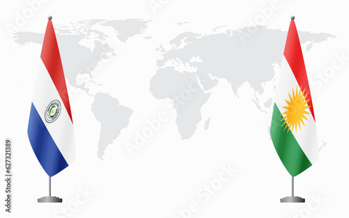 Paraguay and Kurdistan flags for official meeting