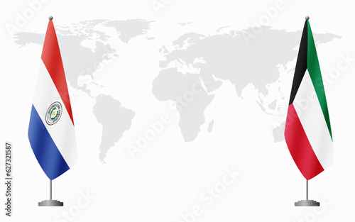 Paraguay and Kuwait flags for official meeting