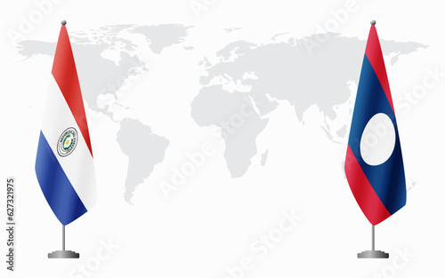 Paraguay and Laos flags for official meeting