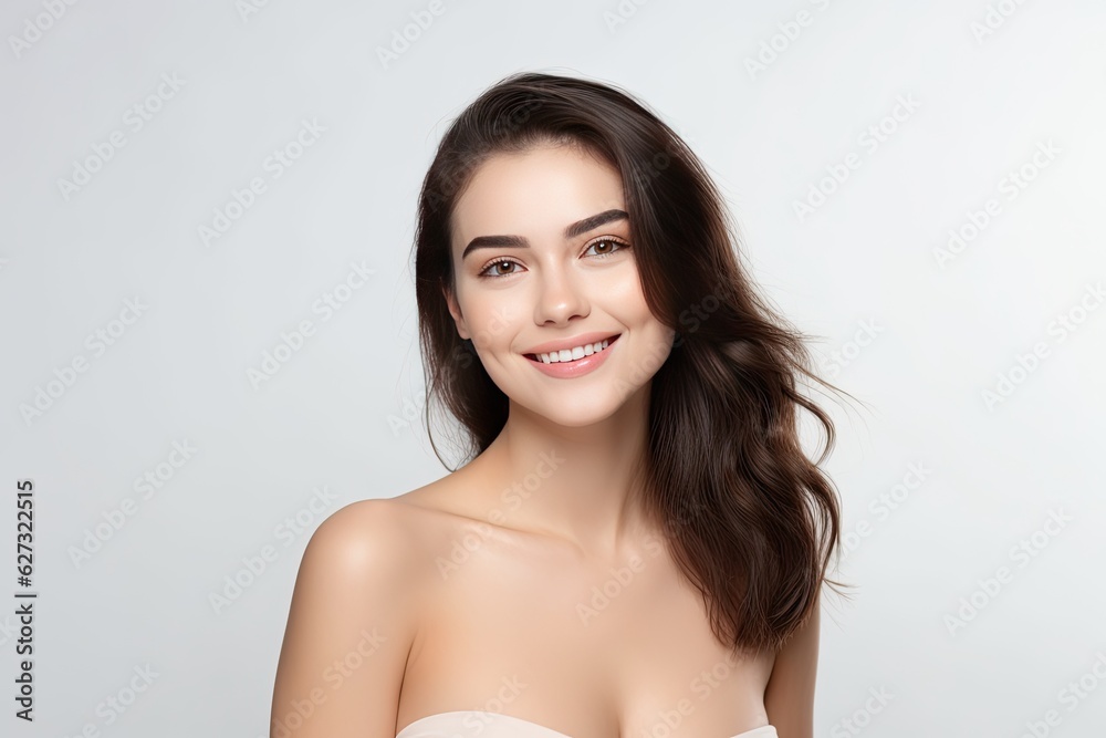 Portrait of a happy, confident, and healthy Caucasian woman with glowing skin and positivity. Generative AI Portrait of a happy, confident, and healthy Caucasian woman with glowing skin and positivity. Generative AI
