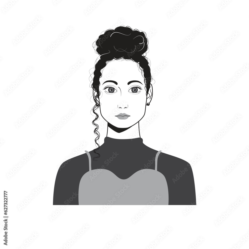 Woman-face avatar portraits vector illustration with a simple design in black and white style. You can use it for any project, and it's easy to edit color. Woman-face avatar portraits vector illustration with a simple design in black and white style. You can use it for any project, and it's easy to edit color.
