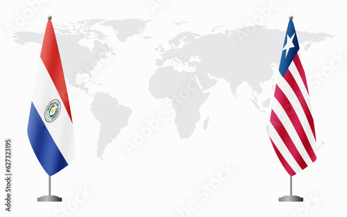 Paraguay and Liberia flags for official meeting