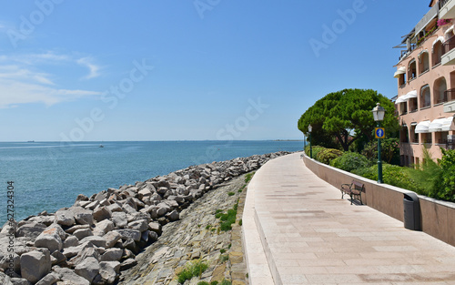 Beach next to the sea at Grado, Italy