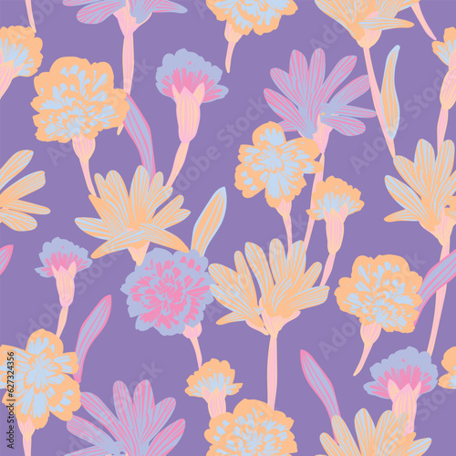 Colourful Botanical Floral Seamless Pattern Design