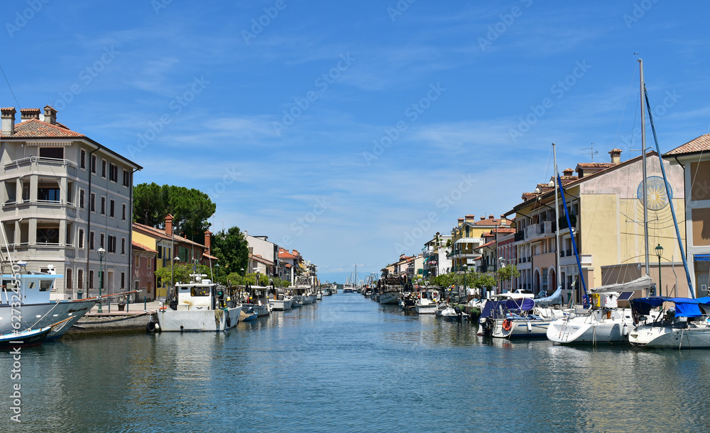 Boats in the harbor at Grado city, Italy