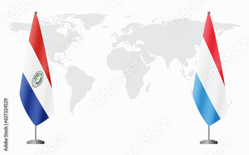 Paraguay and Luxembourg flags for official meeting