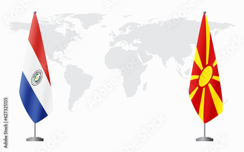 Paraguay and Northern Macedonia flags for official meeting