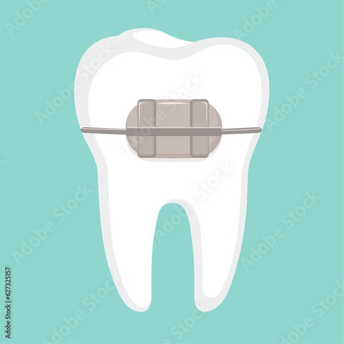 Tooth with braces. Dentistry banner concept