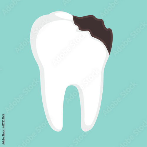 Tooth with caries, dental disease vector illustration