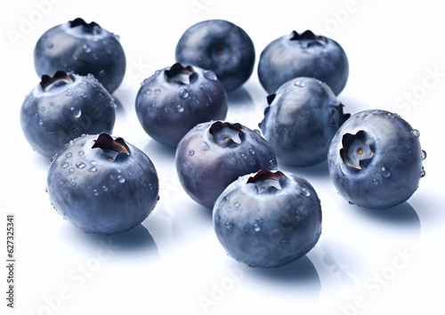 Blueberries on white background.Macro.AI Generative