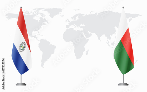Paraguay and Madagascar flags for official meeting