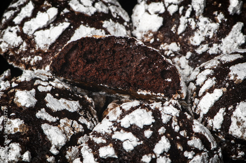 Chocolate crinkle cookies close up