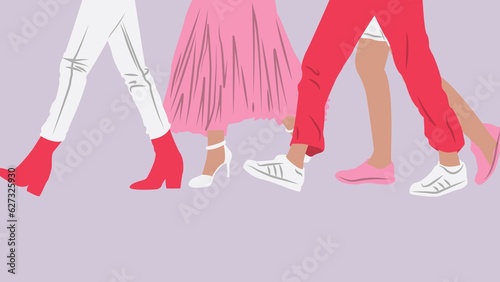 people walk together with women leg illustration vector background for poster, app, cover, backdrop, banner