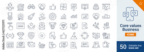 Core values icons Pixel perfect. business, success, excellence, ...