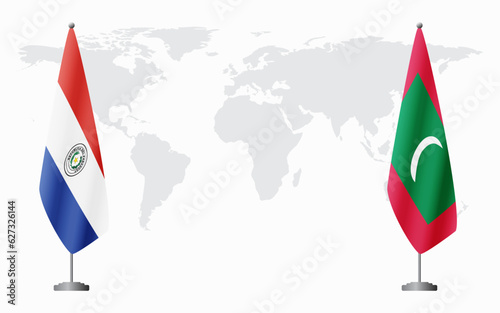 Paraguay and Maldives flags for official meeting