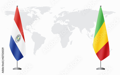 Paraguay and Mali flags for official meeting