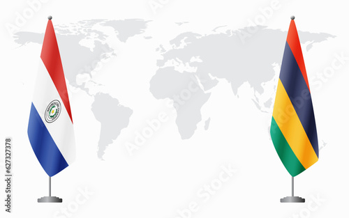 Paraguay and Mauritius flags for official meeting