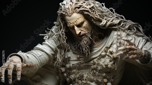 Robot jesus christ toy miniature made with generative AI