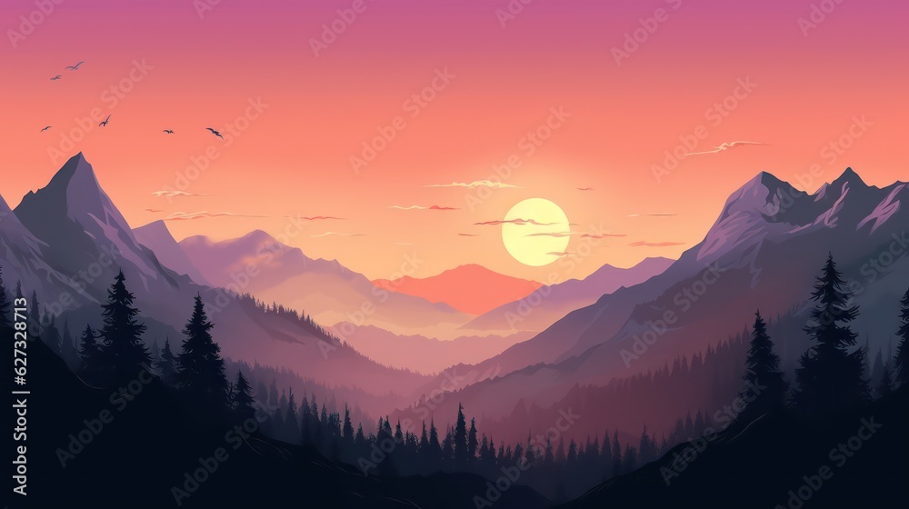 Obraz premium sunset in the mountains