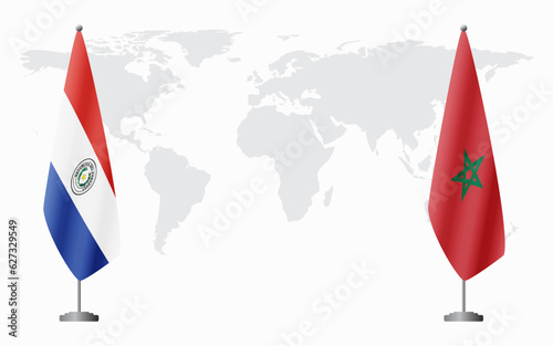 Paraguay and Morocco flags for official meeting