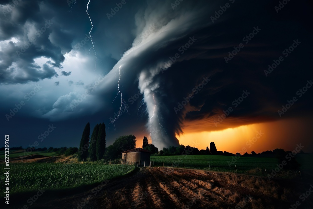 Fototapeta premium Dangerous tornado in Italy. Generative AI.