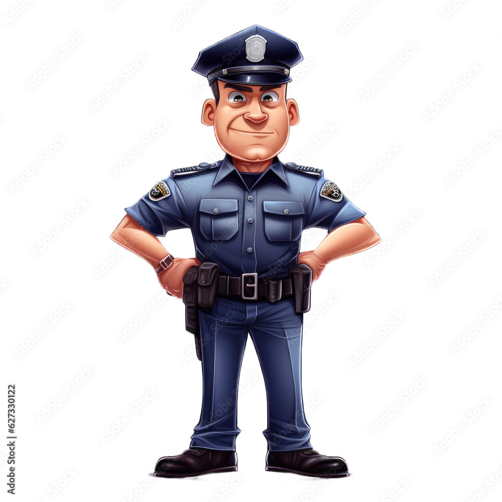 Police Officer cartoon character isolated on transparent background. Generative AI Police Officer cartoon character isolated on transparent background. Generative AI